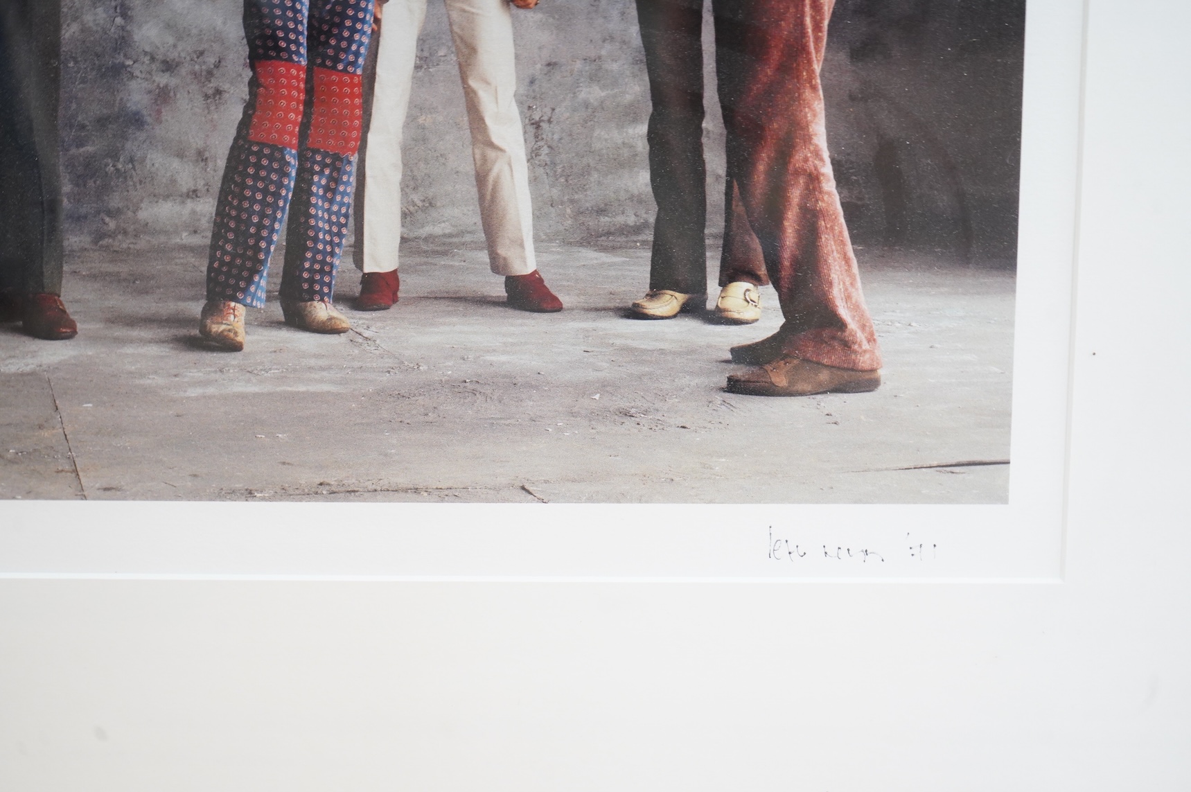 Peter Webb (1942-2021), a silver gelatin print, portrait of the Rolling Stones during the Sticky Fingers era, signed, dated 1971 and limited edition 1/50, framed, 44 x 44cm